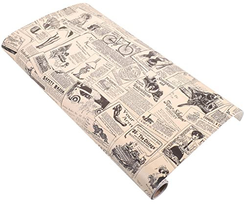 BESTonZON Tapete Selbstklebend Vintage Vintage Tapete Selbstklebende Zeitungstapete Zum Aufkleben Wandtattoo Für Französische Retro-Dekorationsmöbel