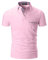 AIOIDI Polo Homme Manche Courte Mode Casual Plaid Golf Tennis Coton Polos,Rose avec Faux Poche,3XL