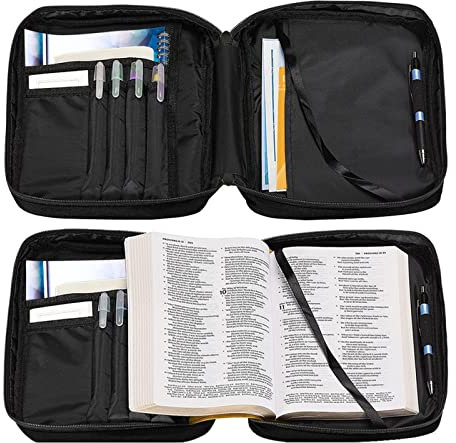 Dajingkj Custodia per bibbia con fiori, da donna, di grandi dimensioni, con tasche, tracolla, cerniera, organizer per il trasporto, borsa per la chiesa, accessori per la Bibbia con manico