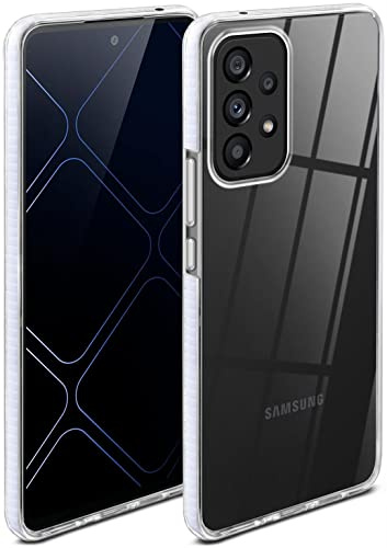 ONEFLOW für Samsung Galaxy A53 5G Hülle Silikon transparent, Handyhülle mit stoßfestem Bumper Backcover durchsichtig Silikonhülle kabelloses Laden Schutzhülle, Cushion Case, Weiss