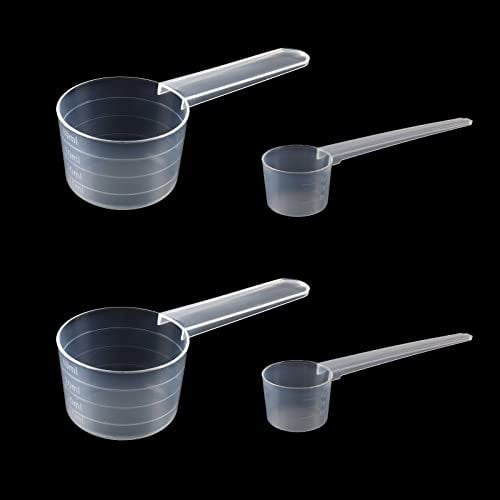 4 Stück Messlöffel, Messlöffel Gramm,Waschmittel Dosierhilfe,Dosier-Löffel 40ml, Dosier-Löffe 5g, Transparent Mit Skala 10ml, 20ml, 30ml, 40 ml,Und 2g, 3g, 4g Waagen