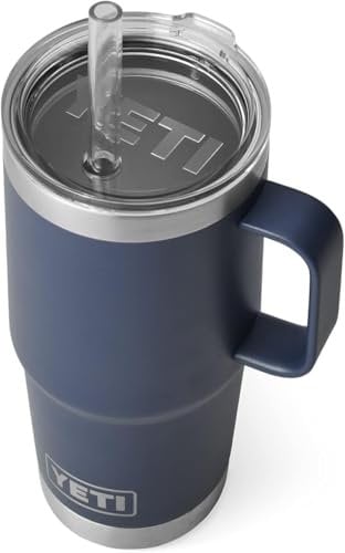 YETI Rambler Straw Mug, Stainless Steel Vacuum Insulated Mug with Stronghold Lid, Navy, 25 oz (739 ml)