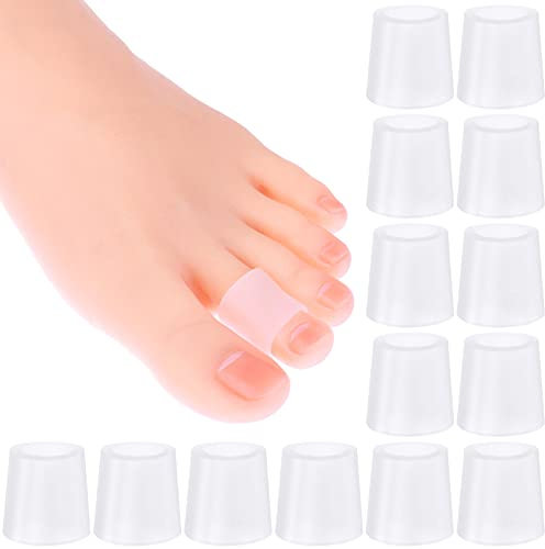 cobee 14 pièces Manchons en silicone pour petits orteils, Embouts pour petits orteils Protège orteils Pieds Protège orteils Pinky Toe Covers Préviennent la douleur pour les cors (Petit Blanc)