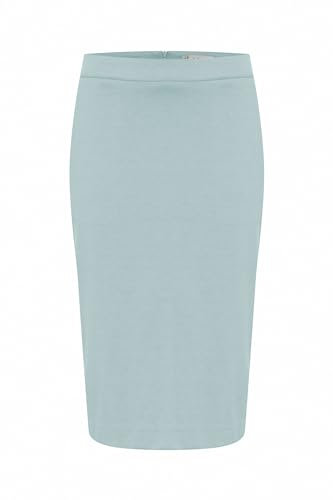 ICHI IHKATE SUS OFFICE SK Damen Kurzer Rock Midi-Pencilskirt mit Schlitz Stretch Slim-Fit, Größe:M, Farbe:Ether (144506)