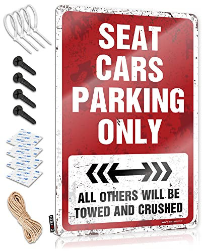 Blechschild Seat Cars Parking Only, Blechschild in Hausbar, Retro-Dekor (Größe: 20 x 30 cm)