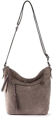 The Sak Ashland Crossbody Purse - Damen Leder Handtasche für Alltag & Reise - Crossbody mit verstellbarem Schultergurt, Pilz, Wildleder, Medium
