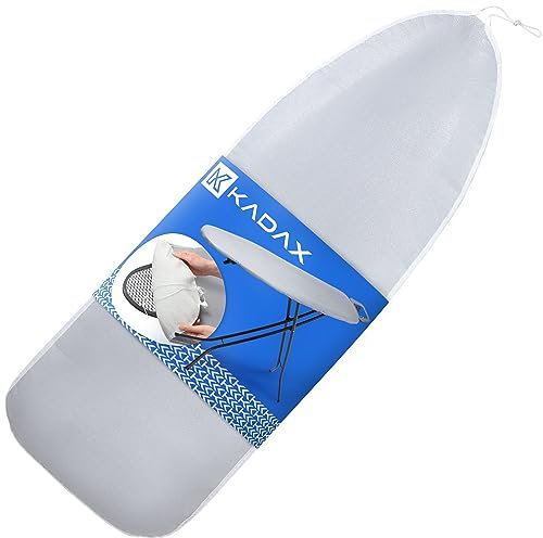 KADAX Funda para tabla de planchar, funda metalizada de algodón para estación de planchado a vapor, funda para tabla de planchar con cordón y tope, funda para tablas de planchar (gris, 140 x 50 cm)