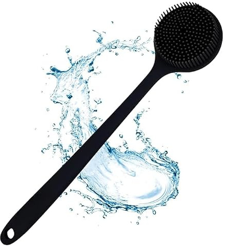 VWMYQ Spazzola in silicone per la schiena, per doccia, spazzola a doppia faccia con manico lungo per doccia, esfoliante e massaggiante, può produrre schiuma più ricca per uomini e donne