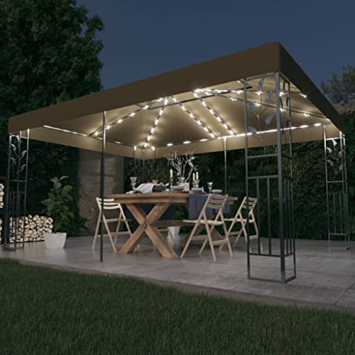 Tendone per Feste Tenda Garage Gazebo Professionale Gazebo con Tetto Doppio e Luci LED 3x4 m Grigio TalpaAdatto per feste, bordo piscina, giardini e balconi