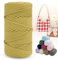 LEREATI Polyester Garn 150m Makramee Garn 4mm Geflochten Polyester-Seil Farbig Häkelgarn, Macrame Cord 4mm für Häkeltasche Umhängetasche Handtasche Geschenk Strickwaren (Senfgelb)