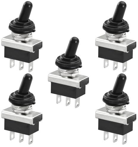Heschen Interruptor De Palanca De Metal Flick Flip, KN3D-102, 12V 25A, SPDT, ON/ON, 2 Positon 3 Pines, Para Coche Dash Luz, Con Tapa Impermeable (5)