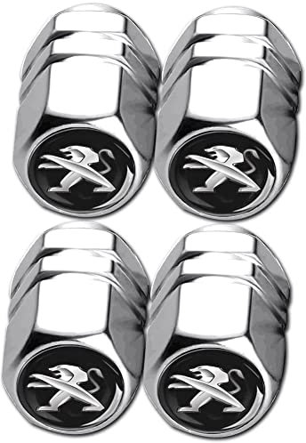 4 Stück Ventilkappen für Peugeot 107 207 407 408 206 306 307 308 406,Ventilkappen mit Dichtung für Stabilen Reifendruck, Autoventil Kappe,Reifen Ventil Schmücken Zubehör