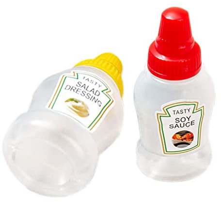 HAMIL Small Salad Dressing Bottles, Sauce Bottles For Lunch Box - Portable Salad Dressing Squeeze Bottle, Travel Squeeze Bottle, Food Safety
