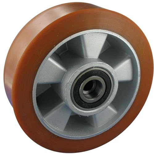 Rollentechnik Hubwagen Lenkrad Hubwagenrad 200x50 mm Polyurethan mit Kugellager Bohrung 20 Nabenlänge 55 Einbaulänge 55