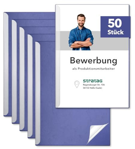 STRATAG Klemmschienen-Bewerbungsset Start Basic (Blau, 30 Stück) mit transparentem Deckel aus PP Kunststoff sowie Binderücken aus robustem 290 g/m² Karton Lederstruktur (30 Bewerbungsmappen Blau)