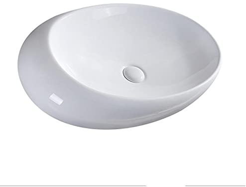 Badezimmerspüle Weiße keramische Schiffe-Waschbecken ovale moderne Eierform über dem Counter-Badezimmer-Vanity-Schüssel Arbeitop-Badezimmer-Waschbecken for Toilettenwaschtisch Wendewaschtisch(L)