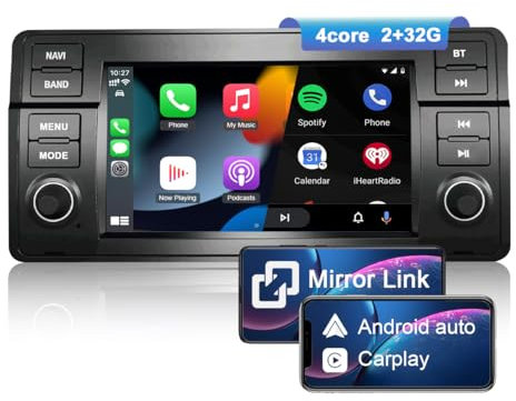 NIKOCENT 7 Zoll Autoradio für BMW E46 M3 Rover 75 MG ZT mit Wireless CarPlay Android Auto, Touchscreen Bluetooth Autoradio GPS WiFi FM AM USB Lenkradsteuerung Rückfahrkamera (2GB+32GB)