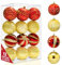 Pelle & Sol 12 Pcs Christmas Baubles Set 8cm/3.1inches - Christmas Decorations, Shatterproof Baubles for Tree Decorations, Lightweight Xmas Balls w/Easy to Hang String (Red & Gold)