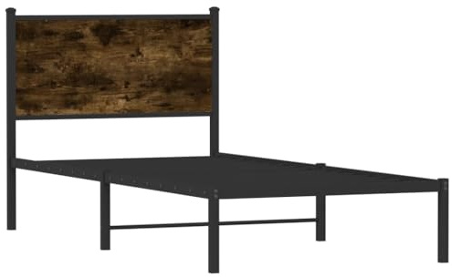 vidaXL Metallbett ohne Matratze Räuchereiche 90x200 cm
