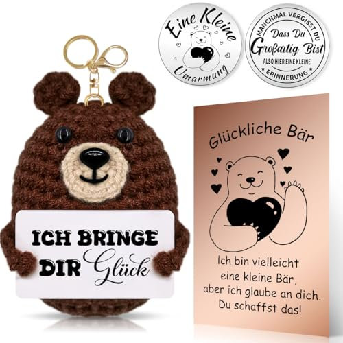 Pocket Hug Glücklicher Bär,Positive Kartoffel Deutsch,Umarmung Glücksbringer,Schlüsselanhänger Glücksbringer,Pocket Hug Positives Denken,Mutmacher Geschenk Frau,Positive Geschenke Freund Frau Manner