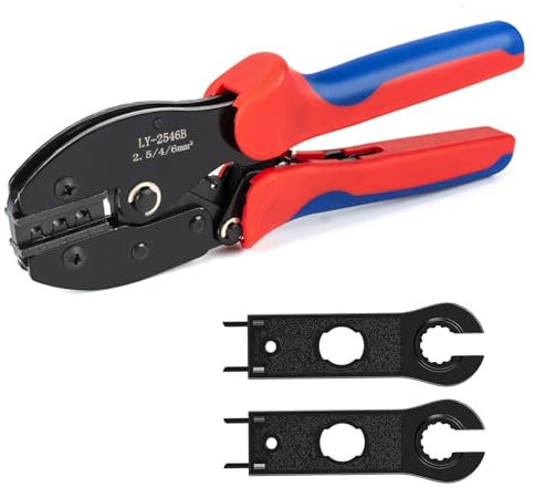 HAPPOW MC4 Set di pinze crimpatrici per pannello solare cavo PV, 1 pinza crimpatrice + 2 chiavi per spina solare cavo connettore