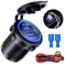 QC3.0 Enchufe USB Doble, Cargador movil Coche Carga Rápida, 12V/24V 36W Salida USB con LED Halo, Interruptor, botón de ON/Off Impermeablem,Cargador Mechero para Auto