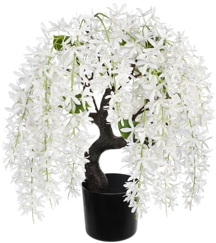 Arborus Künstliche Glyzinie 47 cm Kunstblumen Rosa Deko Künstliche Blumen Frühling Kunstblumen im Topf wie Echt für Mondern Boho Vintage Industrie Deko auf Tisch Regal Fensterbank Balkon Esstisch