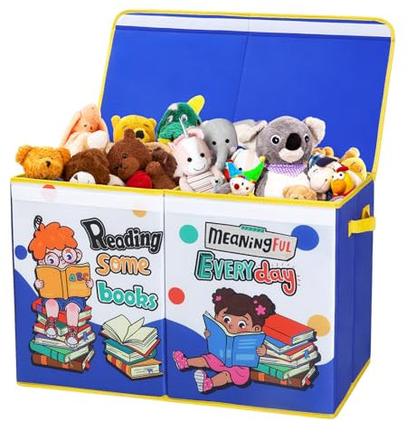 Caja de Juguete con Tapa Abatible para Infantils, Caja Almacenaje Plegable Oxford con Asa para Niños Niñas, Baúl Juguetes y Almacenamiento Impermeable Robustez, 65×30×40 cm (Lectura en el campus)