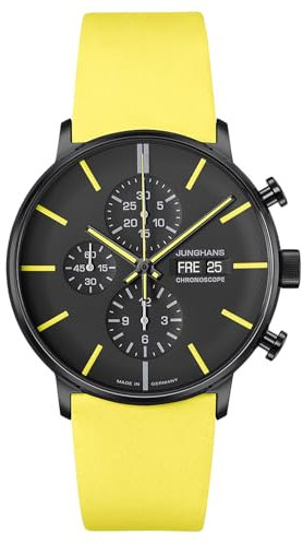 JUNGHANS Form A Chronoscope Herrenarmbanduhr Gelb/Schwarz 27/4473.00