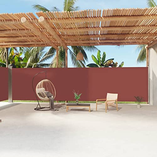 Somanki Retractable Side Awning Brown 200x1200 cm, Privacy Screen Garden, Balcony Privacy Screen, Windbreak, Outdoor Roller Blinds, Window Awning Outdoor, Retractable Privacy Screens