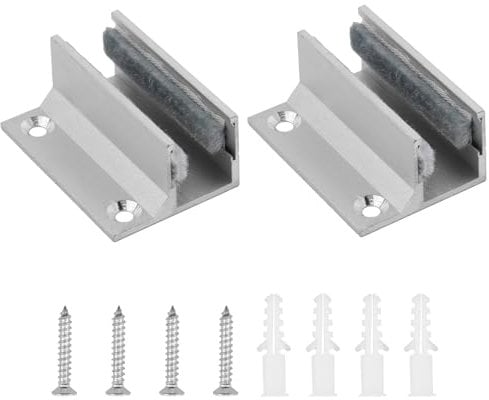 2 unidades para puerta corredera de cristal, guía de suelo, abrazadera de cristal, soporte para suelo de cristal, sistema de puerta corredera, riel guía con forro interior de felpa, guía de puerta de