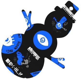 6 Stück Weihnachtsschmuck aus Holz mit geometrischem Muster Blaue Augen - doppelseitig bedruckte Schnur für Bäume, Wände, Türen, Schneemann