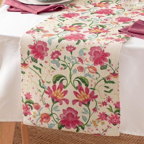 furn. Wylder Claudia Table Runner – Indoor/Outdoor Washable Floral Blue Heritage Stripe Quick Drying Dining Table Decoration (Candy Red - 180x35cm)