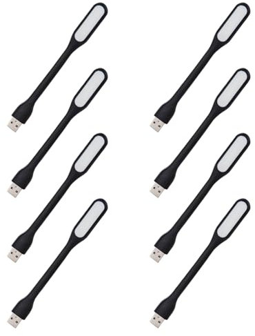 Cerioll Lampada USB Per PC, Lampada LED USB Flessibile, 8 Pezzi Luce Da Lettura LED, Per PC, Tastiera Computer Portatile, Alimentatore Mobile, (Nero)
