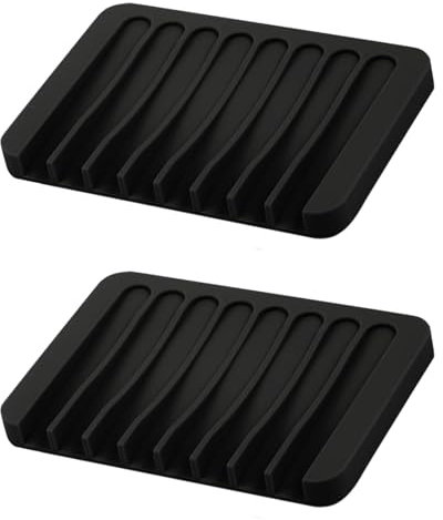 2Stück Seifenschale Schwarz Seifenschale Silikon,Ablauf Seifenhalter Soap Holder Seifenablage Waschbecken,Soap Dish Seifenschalen Seifendose Klein Dusche für Bad,Dusche,Küche,Seife,Schwamm,Waschbecken
