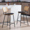 Ya-Home Chaise de Bar en Rotin Lot de 2 Tabourets de Bar Bois Métal, Coussin en Cuir PU, Chaise Haute Bar Pied Métal pour Comptoir, Noir