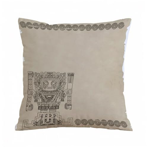 ERRTU Kissenbezug 50x50 cm,Indianer, Maya und Inka Stammessymbole Primitive Relikte der Aberglauben,Dekokissen Kissenbezüge Deko Kissen Bezug Wohnzimmer Zierkissen für Sofa Stuhl Bett Garten