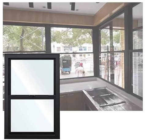 Ventana de aluminio de montaje empotrado para casas móviles y camiones de alimentos, 50 x 80 cm, ideal para baños y casas de juegos, divisor de vidrio para servicio y estilo