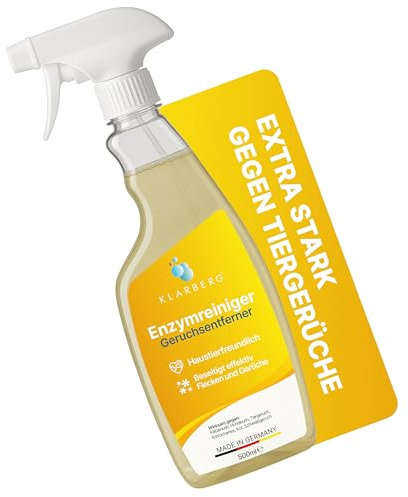 KLARBERG 500ml Enzymreiniger Spray - Hundeurin & Katzenurin Geruchsentferner extrem stark Geruchsneutralisierer für Sofa/Teppich etc. - Tiergeruch neutralisieren statt überdecken - Made in Germany