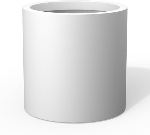 Kante 32.0 cm Kegelform Beton Pflanzgefäß 3er Set Rund Gartentopf mit Drainagesystem für Innen Außen Geeignet für Blume, Bäume, Sukkulenten, Weiß