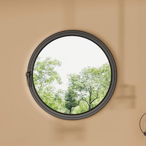 Drehflügelfenster,Kreisförmiges Mittelachsen-Drehfenster,kleines Innenfenster,Aluminiumlegierung,Badezimmerbeleuchtungsfenster,Lüftungsfenster,Einbaufenster aus gehärtetem Glas mit Griff,geeignet für
