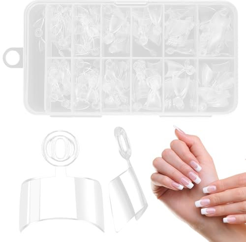 Extra Short Half Cover Nailtips 480 Pcs Tapered Square and Almond Shape Soft Gel Clear Acrylic Nails for Extensions 12 Sizes with Storage Box DIY Manicures French Acrylic Nails Pre Shaped Gelly Tips
