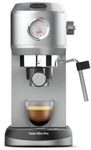 Solac- Cafetera Espresso 1350W | 20bar | Double Cream | Parada Automática | Espresso Doble/Dos Tazas | Vaporizador Inox | Función Preinfusión | Calienta Tazas