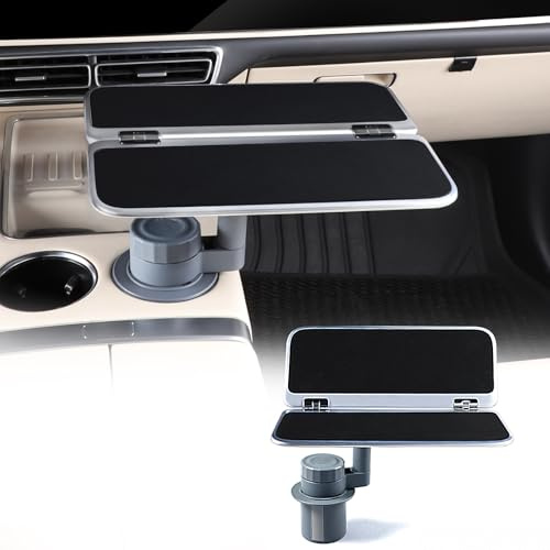 360° Rotating Folding Cup Holder Table, Steering Wheel Tray, Car & Laptop Desk - Car Accessories for Women & Men, Fit Tesla Model Y/3/S/Explorer/Maverick