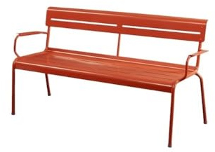 Outdoor-Parkbank aus Aluminium, wasserdicht, mit Rückenlehne, 160 cm, Terrassen-Sitzgelegenheit, Gartenmöbel für Hof und Terrasse, Rot