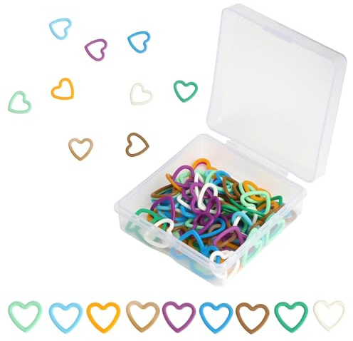 FIUTEKO 80 Stück Maschenmarkierer Set,Stricken Maschenmarkierer Herz Kunststoff Marker in 8 Farben DIY Häkeln & Stricken Zubehör mit Aufbewahrungsbox für Anfänger & Handarbeitsliebhaber