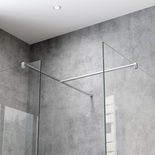 WITEN&NOCK Walk-In Duschwand T-Form Stabilisierungsstange Set Eckverbinder aus Edelstahl für 6–8 mm Glas Chrom