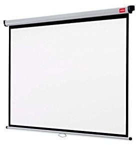 Nobo Wall & Ceiling Mount Projection Screen, Portable Lightweight Hanging Matte White Projector Surface, Wide Screen, Adjustable Height, Manual Pull Down, 1750 x 1325mm, 1902392