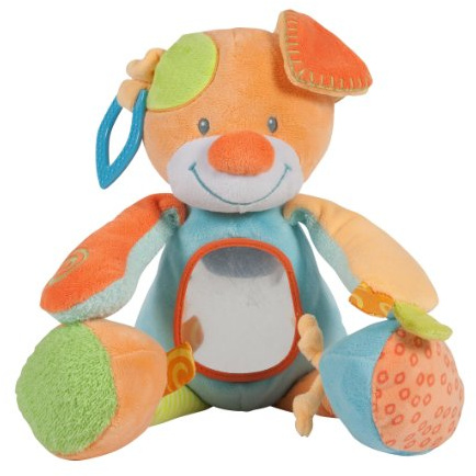 Nattou 662123 Funny Farmers Mega-Plüschtier Hund mit Aktivitäten, 40 cm