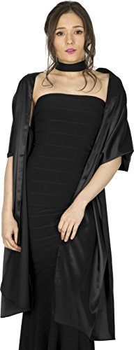 BlackButterfly Satin Hochzeit Brautjungfer Abschlussball stahlen Schärpe Schalverpackung Schal (Schwarz, Einheitsgröße)